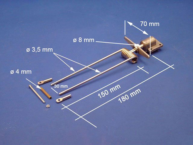 Train avant orientable. ø 3,5 - 4,0 mm. L=180mm