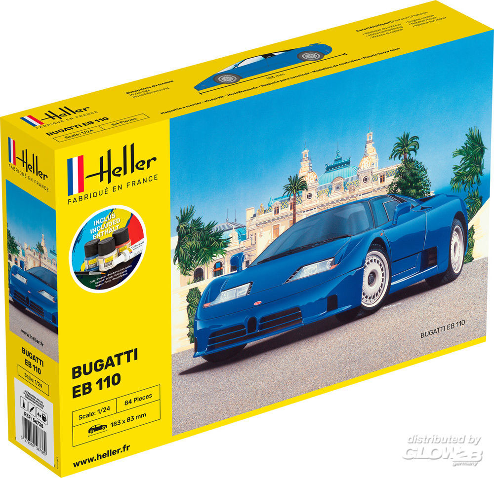 Bugatti EB 110 1/24 + peintures + colle + pinceau