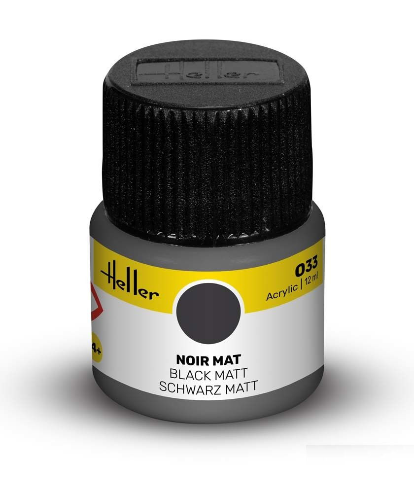 Peinture Heller acrylique 12ml. Noir mat 033