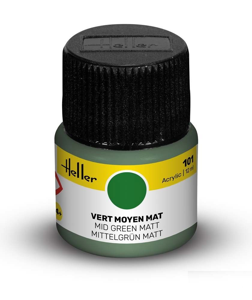 Peinture Heller acrylique 12ml. Vert moyen mat 101