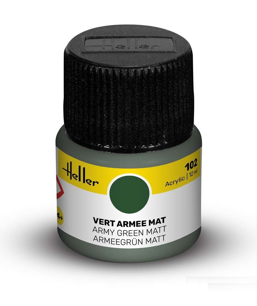 Peinture Heller acrylique 12ml. Vert armée mat 102