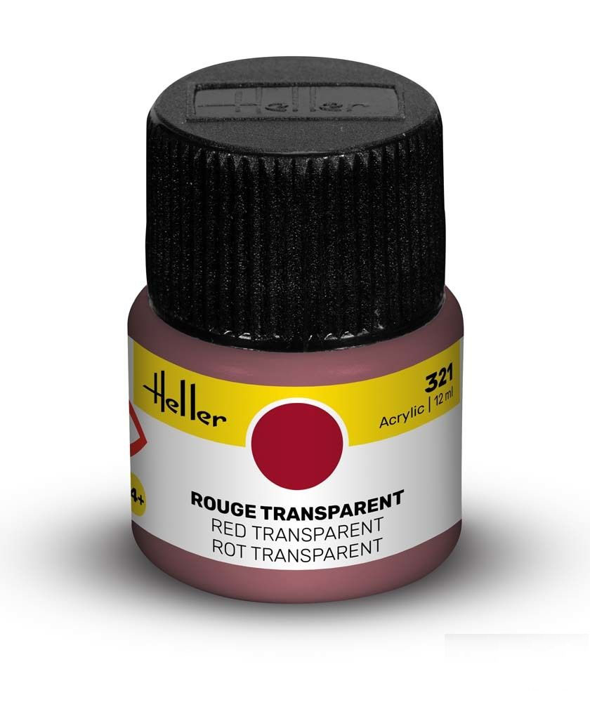 Peinture Heller acrylique 12ml. Rouge transparent 321