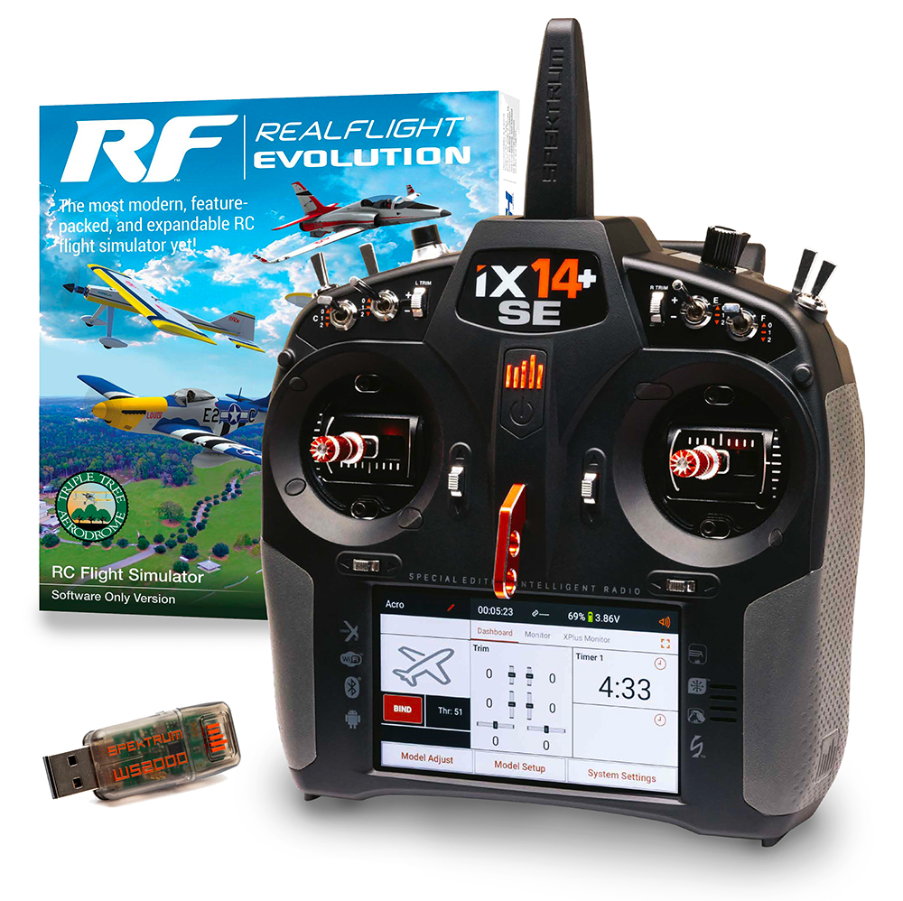 Radio Spektrum iX14+ SE 20v oies DSMX émetteur seul + RealFlight Evolution + dongle